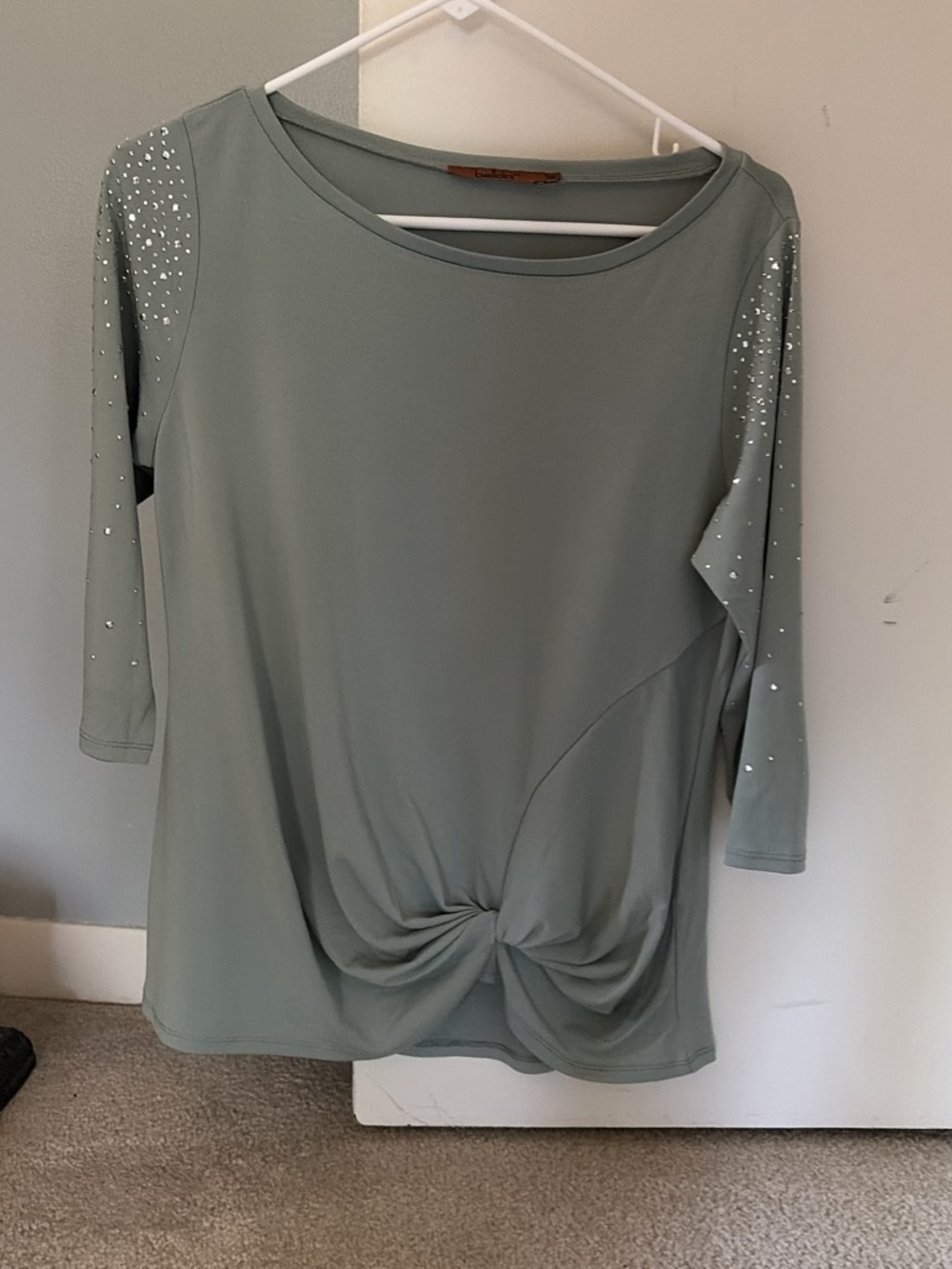 Sage green embellished sweater